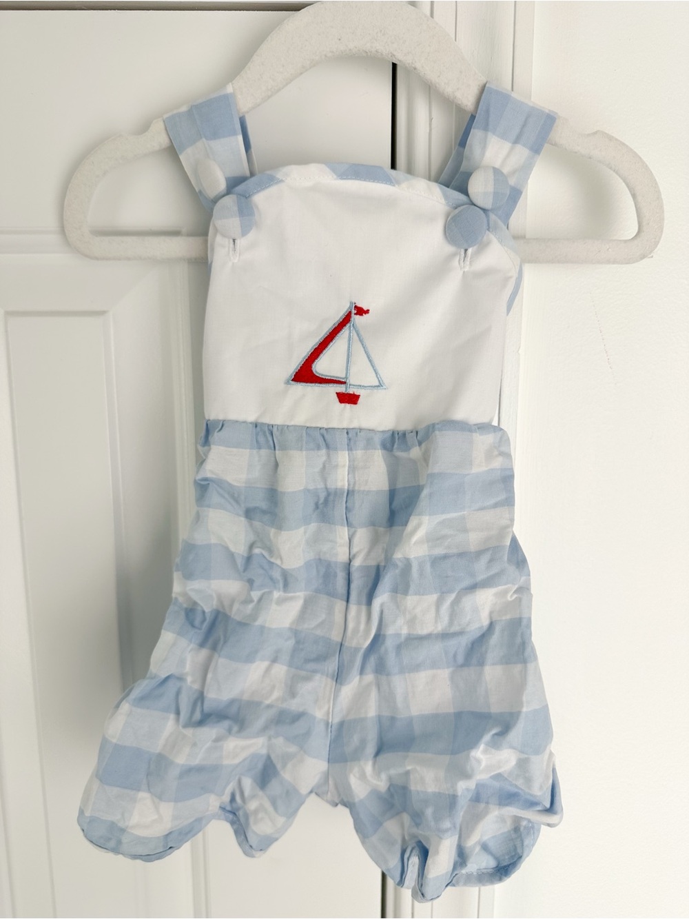 Eliza James Kids boys Gingham Sailboat Romper 3m